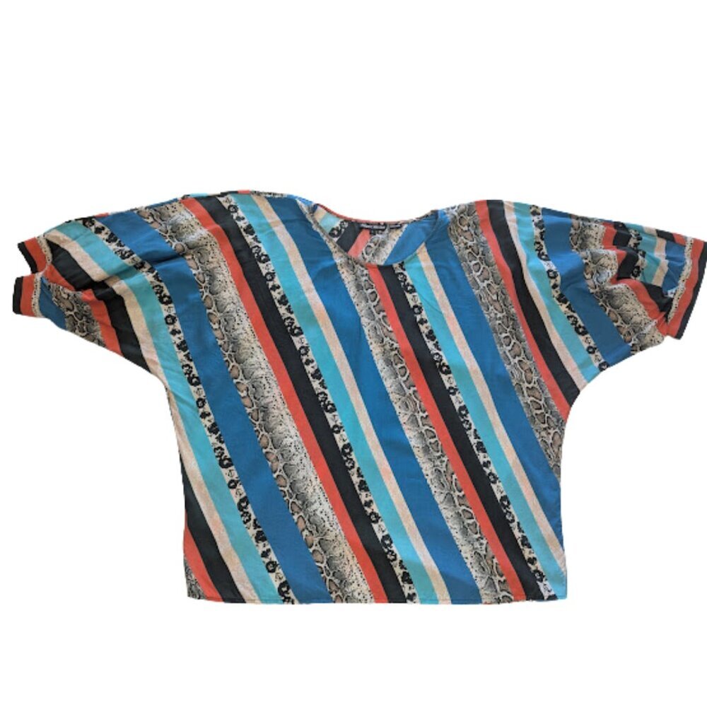 Oversized Boho Style Python Stripe Kimono Top Tol… - image 5